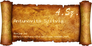 Antunovits Szilvia névjegykártya